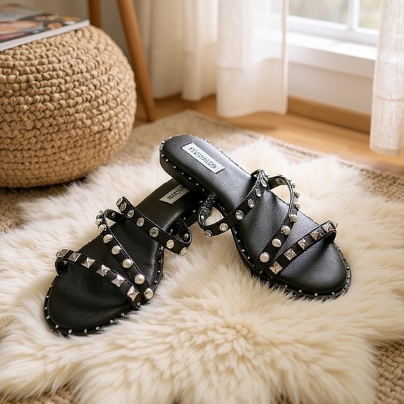 STEVE MADDEN 8 Black Stud Crystal Pearl Zaidy Sandals R $89 - Picture 3 of 8